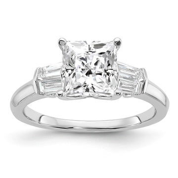 14k White Gold 2 carat Certified Lab Grown Diamond VS+ F+ Princess Complete Three Stone Engagement Ring